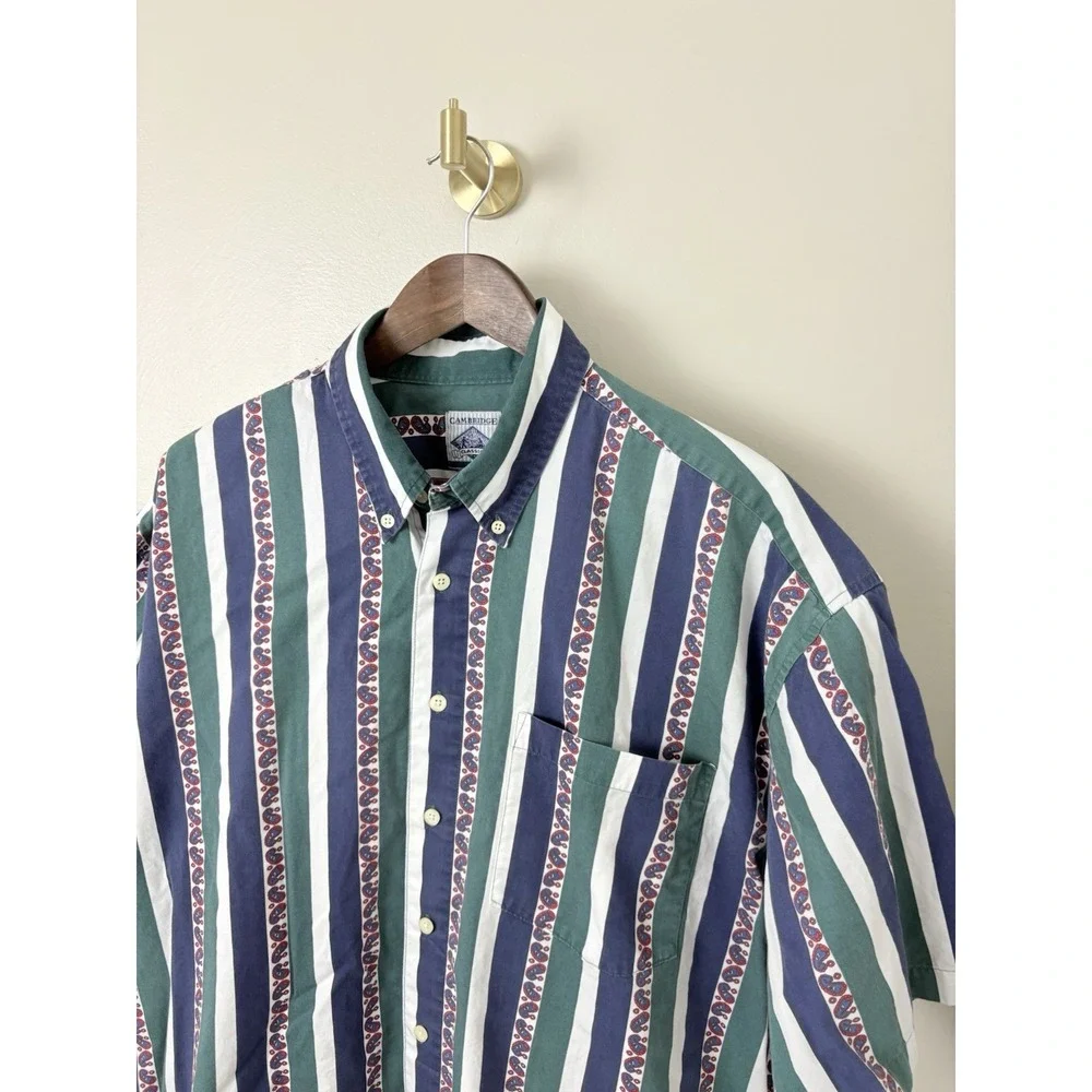 Vintage 90s Vertical Striped Button Down Shirt S/S Coastal Skater TSITP‎ Mens XL - Picture 3 of 8